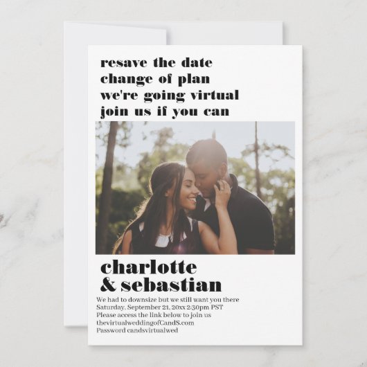 Ändern des Plans Virtual Wedding Save the Date Fot (Vorderseite)