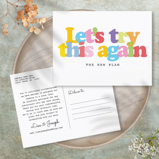 Ändern des verzögerten Ereignisses farbig Ankündigungspostkarte