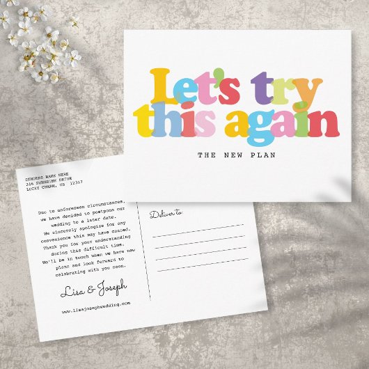 Ändern des verzögerten Ereignisses farbig Postkarte