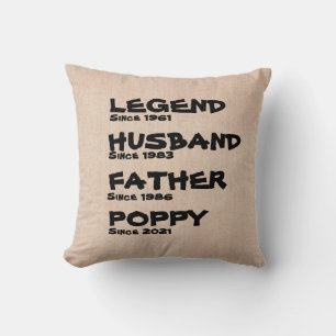 Ändern eines Namensdatums Legend Husband Pater Gra Kissen
