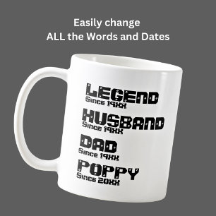Ändern Sie ALLE Name Datum Jahr Legende Husband V Kaffeetasse