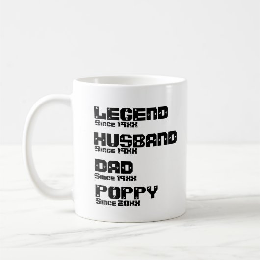 Ändern Sie ALLE Name Datum Jahr Legende Husband Va Kaffeetasse (Links)