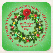 Ändern Sie ALLE Text Organisation Weihnachts-Party Rechteckiger Pappuntersetzer (Vorderseite)