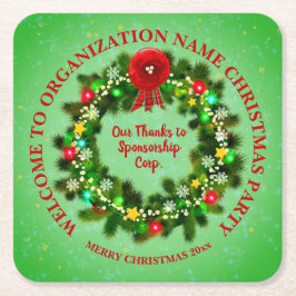 Ändern Sie ALLE Text Organisation Weihnachts-Party Rechteckiger Pappuntersetzer