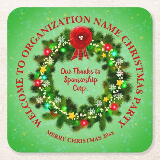 Ändern Sie ALLE Text Organisation Weihnachts-Party Rechteckiger Pappuntersetzer (Vorderseite)