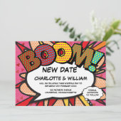 Ändern Sie das Comic "Date Modern Pink Fun" Save The Date (Stehend Vorderseite)