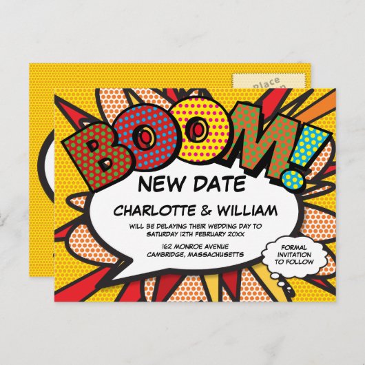 Ändern Sie das Comic Neues Datum Moderner Spaß Postkarte (Vorne/Hinten)