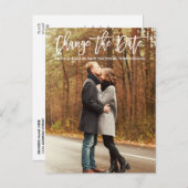 Ändern Sie das Date-Foto Modernes Pinselskript Postkarte (Vorne/Hinten)