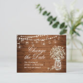 Ändern Sie das Date Gipskraut Mason Jar Wedding Postkarte (Stehend Vorderseite)