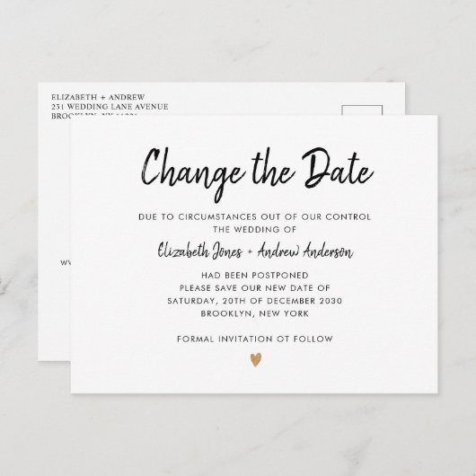 Ändern Sie das Date Script Simple Champagne Gold H Ankündigungspostkarte (Vorne/Hinten)