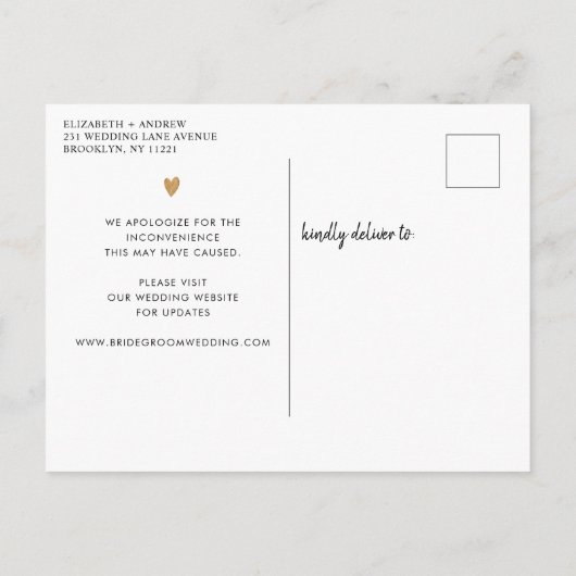 Ändern Sie das Date Script Simple Champagne Gold H Ankündigungspostkarte (Rückseite)