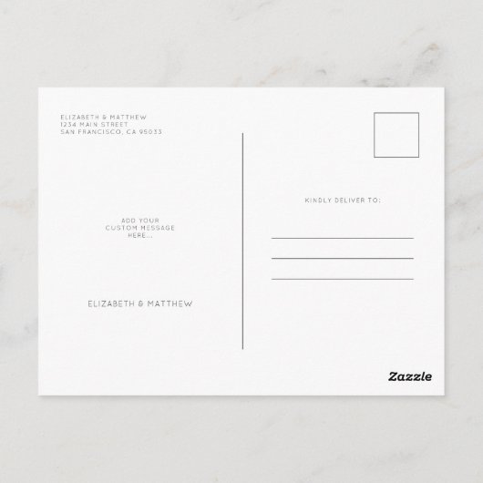 Ändern Sie das Date Simple Chic Custom Foto Weddin Postkarte (Rückseite)