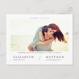 Ändern Sie das Date Simple Chic Custom Foto Weddin Postkarte