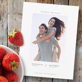 Ändern Sie das Date Simple Chic Custom Foto Weddin Postkarte