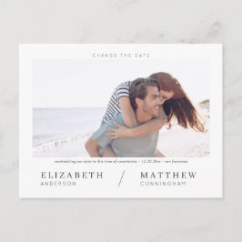 Ändern Sie das Date Simple Chic Custom Foto Weddin Postkarte