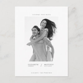Ändern Sie das Date Simple Chic Custom Foto Weddin Postkarte