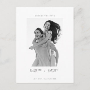 Ändern Sie das Date Simple Chic Custom Foto Weddin Postkarte