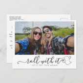 Ändern Sie das Date Wedding Foto Modern Fun Ankündigungspostkarte (Vorne/Hinten)