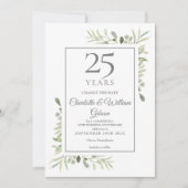 Ändern Sie das Datum 25. Silver Jubiläum Grünen Einladung (Vorderseite)