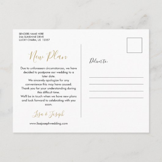 Ändern Sie das Datum, an dem das ChicRose-Gold zur Postkarte (Rückseite)