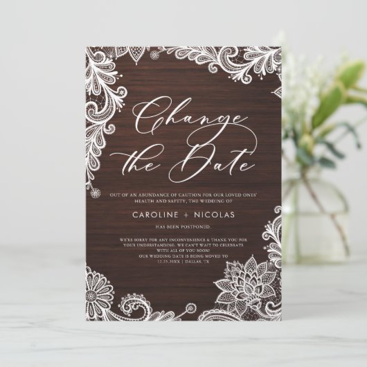 Ändern Sie das Datum, an dem das Rustikale Holz ve Einladung (Stehend Vorderseite)