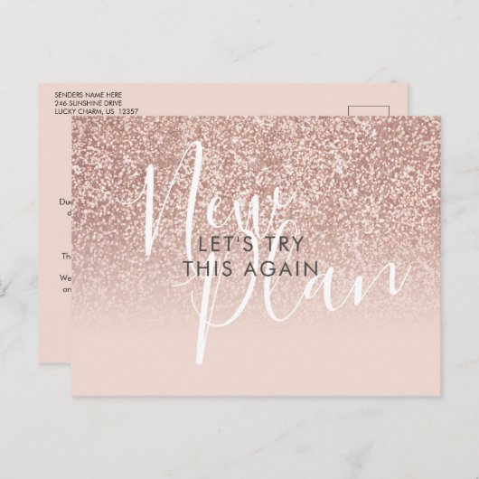 Ändern Sie das Datum, an dem der Gold-Glitzer für  Postkarte (Vorne/Hinten)