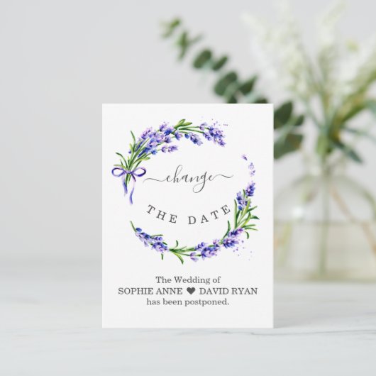 Ändern Sie das Datum, an dem die Blumenhochzeit ve Postkarte (Stehend Vorderseite)