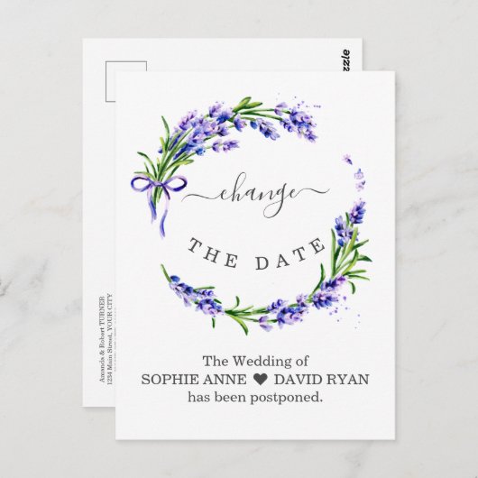 Ändern Sie das Datum, an dem die Blumenhochzeit ve Postkarte (Vorne/Hinten)