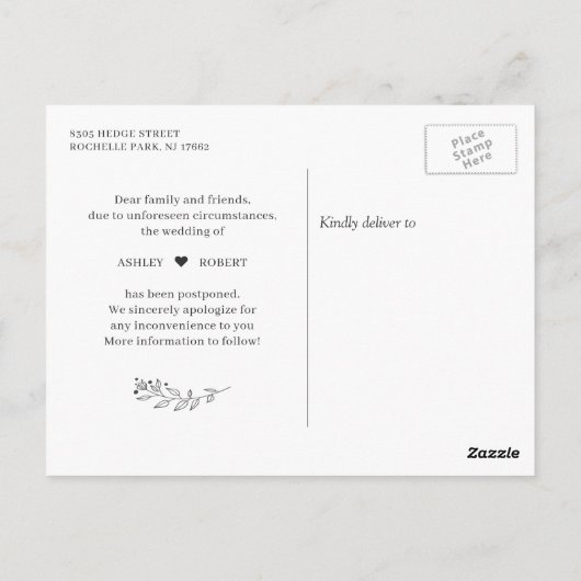 Ändern Sie das Datum, an dem die einfachen, handge Postkarte (Rückseite)