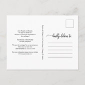 Ändern Sie das Datum, an dem die Hochzeit verschob Postkarte (Rückseite)