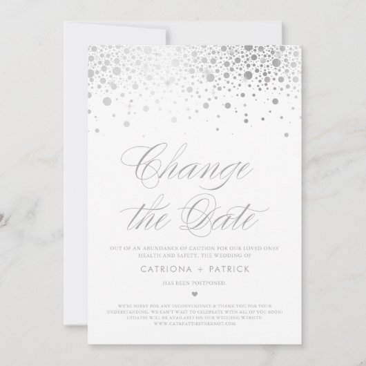 Ändern Sie das Datum, an dem die Silver Foil Confe Einladung (Vorderseite)