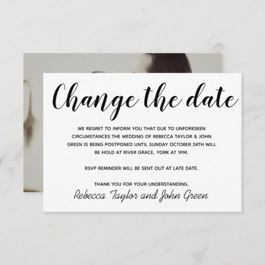 Ändern Sie das Datum, an dem die Wedding Simple Fo (Vorne/Hinten)