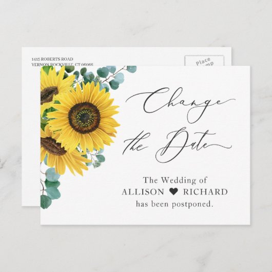 Ändern Sie das Datum, an dem Eukalyptus Sunflower  Postkarte (Vorne/Hinten)