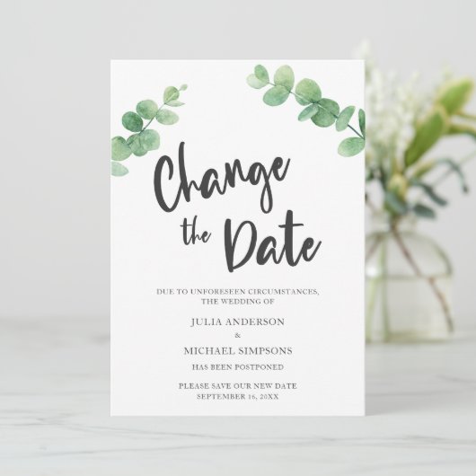 Ändern Sie das Datum, an dem Eukalyptus verschoben Einladung (Stehend Vorderseite)