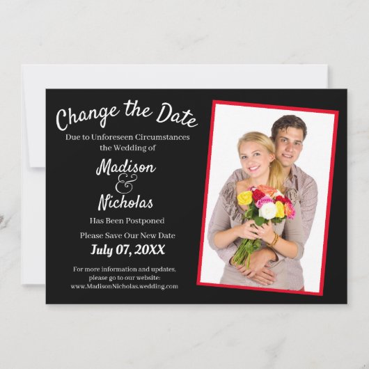 Ändern Sie das Datum, an dem Foto Hochzeit verscho Save The Date (Vorderseite)