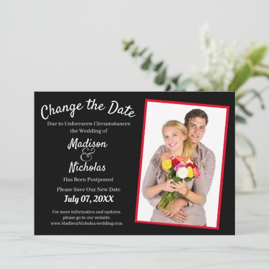 Ändern Sie das Datum, an dem Foto Hochzeit verscho Save The Date (Stehend Vorderseite)