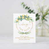 Ändern Sie das Datum, an dem Lemon Gold Hochzeit v Postkarte (Stehend Vorderseite)
