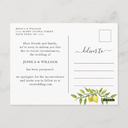 Ändern Sie das Datum, an dem Lemons Greenery versc Postkarte (Rückseite)