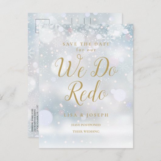 Ändern Sie das Datum, an dem wir das Redo Winter E Ankündigungspostkarte (Vorne/Hinten)