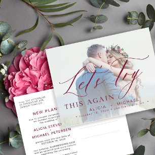 Ändern Sie das Datum aufgeschobener Hochzeitstag F Ankündigungspostkarte