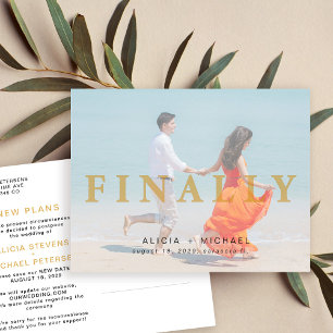 Ändern Sie das Datum aufgeschobener Hochzeitstag F Ankündigungspostkarte