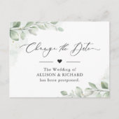 Ändern Sie das Datum Chic Greenery Eukalyptus vers Postkarte (Vorderseite)