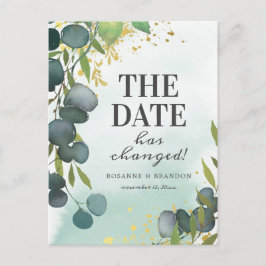 Ändern Sie das Datum der Eukalyptus-Hochzeit Ankündigungspostkarte