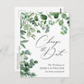 Ändern Sie das Datum der Eukalyptus-Hochzeit in Aq Postkarte (Vorne/Hinten)