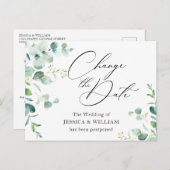 Ändern Sie das Datum der Eukalyptus-Hochzeit Postkarte (Vorne/Hinten)