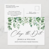 Ändern Sie das Datum der Eukalyptus-Hochzeit Postkarte (Vorne/Hinten)