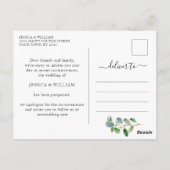 Ändern Sie das Datum der Eukalyptus-Hochzeit Postkarte (Rückseite)