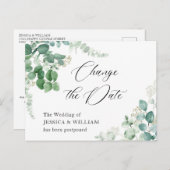Ändern Sie das Datum der Eukalyptus-Hochzeit Postkarte (Vorne/Hinten)