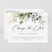 Ändern Sie das Datum der Eukalyptus-Hochzeit Postkarte (Vorne/Hinten)