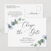 Ändern Sie das Datum der Eukalyptus-Hochzeit Postkarte (Vorne/Hinten)